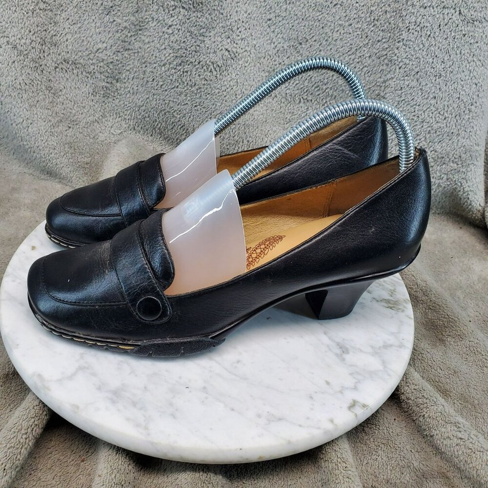 Söfft Shoes Womens Size 8 Brownwood Black Leather Heeled Academia Loafers